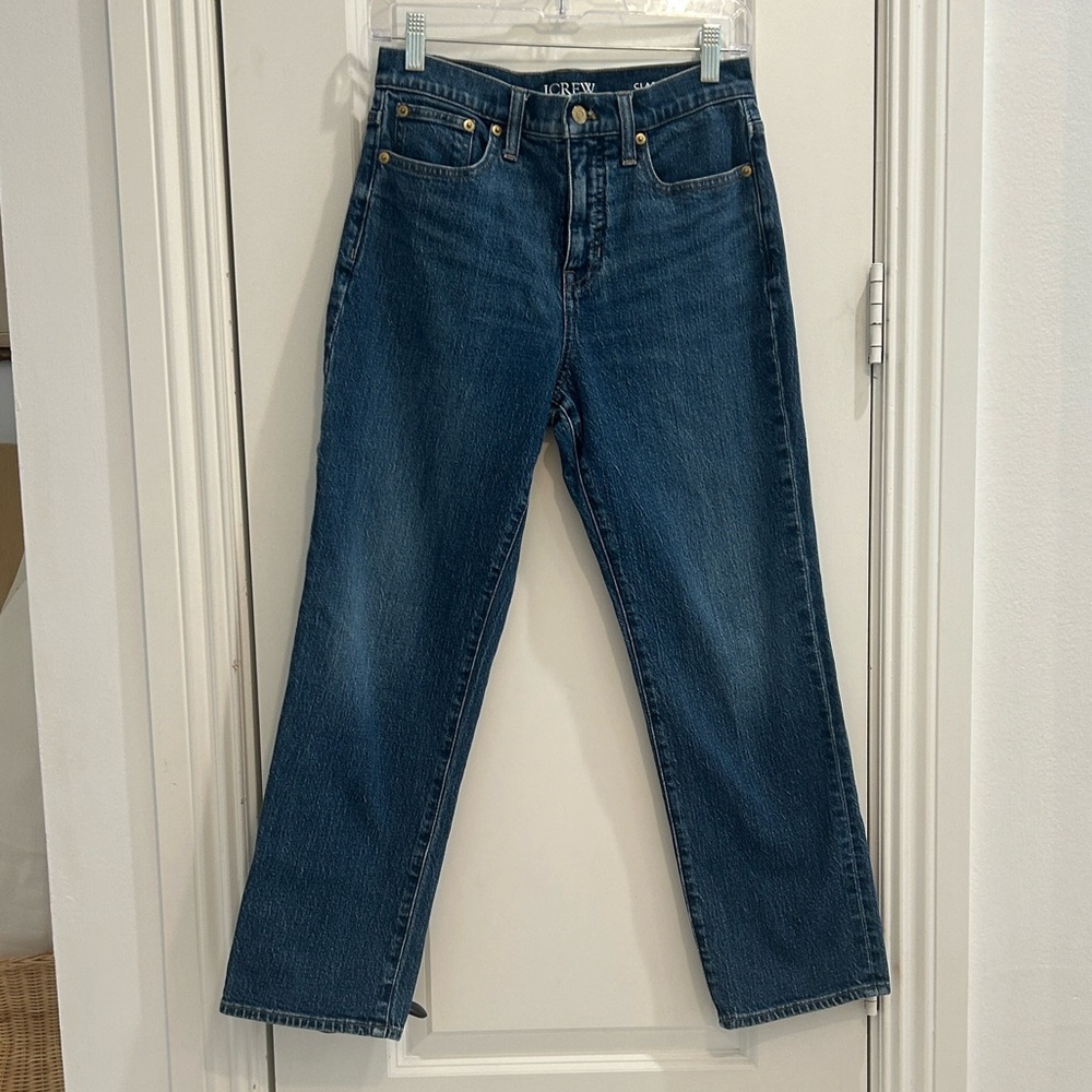 J. Crew Women's petite Straight Jeans in Dark Blue 26P